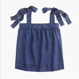 J. Crew silk tie strap tank in tiny polka dot